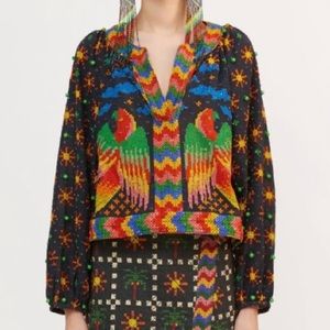 NWT Farm Rio Macaw Night Blouse. Size Medium.